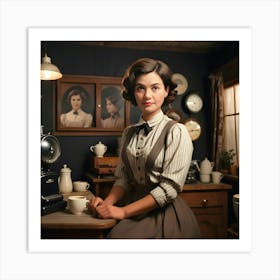 Woman In A Kitchen Art Print