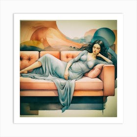 Woman Laying On A Couch 2 Art Print