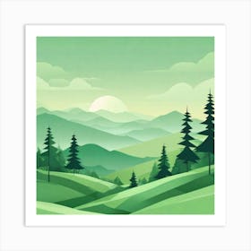 Misty mountains background in green tone 120 Art Print