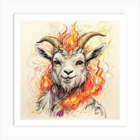 Goat In Flames 21 Art Print