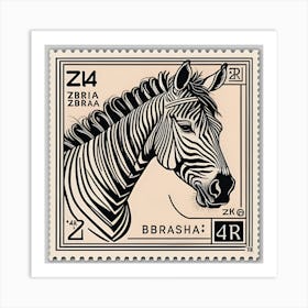 Vintage Zebra Fantasy Stamp Print Art Print