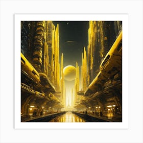 Futuristic City Yellow IV Art Print