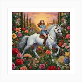 Unicorn In The Garden Art Print