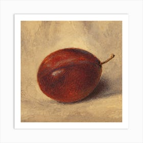 Plum Still Life Fruit Painting Rustic Farmhouse Art Print