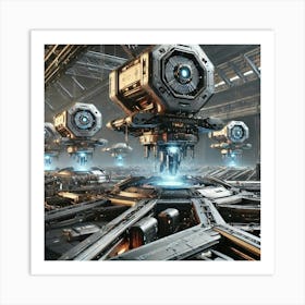 A Close Up Futuristic Scene Showing The Reinforcem Art Print