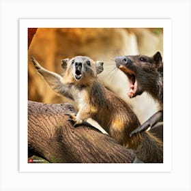 Two Kangaroos Fighting Art Print