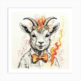 Goat In A Bow Tie 2 Art Print