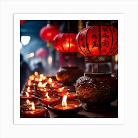 Lanterns Red Fireworks Dragon Festival Reunion Prosperity Joy Luck Fortune Blessings Fami (6) Art Print