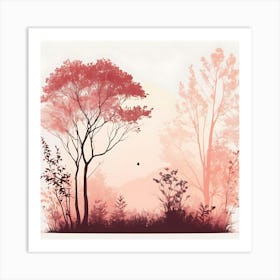 Sunset In The Forest Art Print