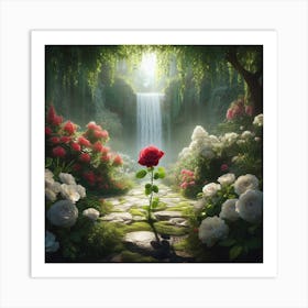 Red Loney Rose1 Art Print