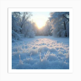 Glistening Frost On A Serene Winter Landscape 1 Art Print