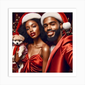 Couple In Santa Hats Art Print