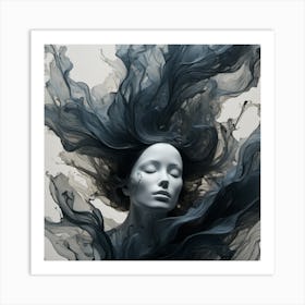 Woman'S Head Smoke Art Print