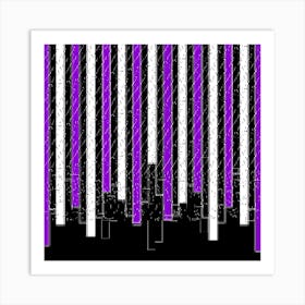 Purple And White Bar Codes Art Print