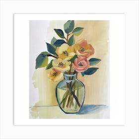 Bouquet of flowers inside a vase. Abstract artistic drawing 9 Art Print