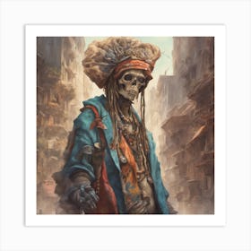 Skeleton In The City Sick Buddy ( Bohemian Design ) Art Print