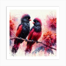 A Pair Of Dusky Lory Birds Art Print