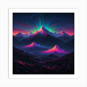 Aurora Lights In The Mountains Art Print