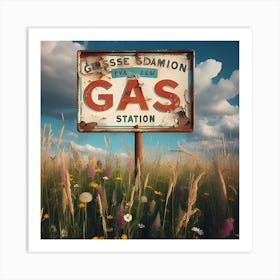 A Old Vintage Gas Station Sign 4 Art Print