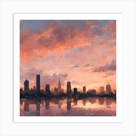 Sunset In Chicago Art Print