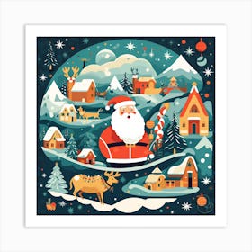 Santa Claus And Village Art Print