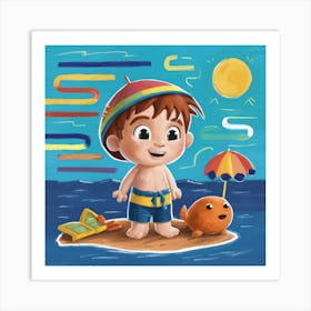 Boy On The Beach Art Print