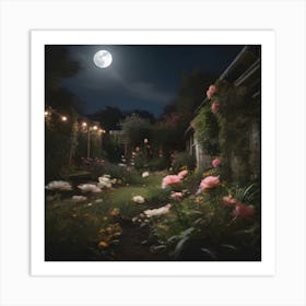 Moonlight Garden 3 Art Print