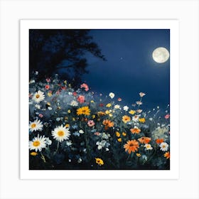 Moonlight In The Meadow Art Print