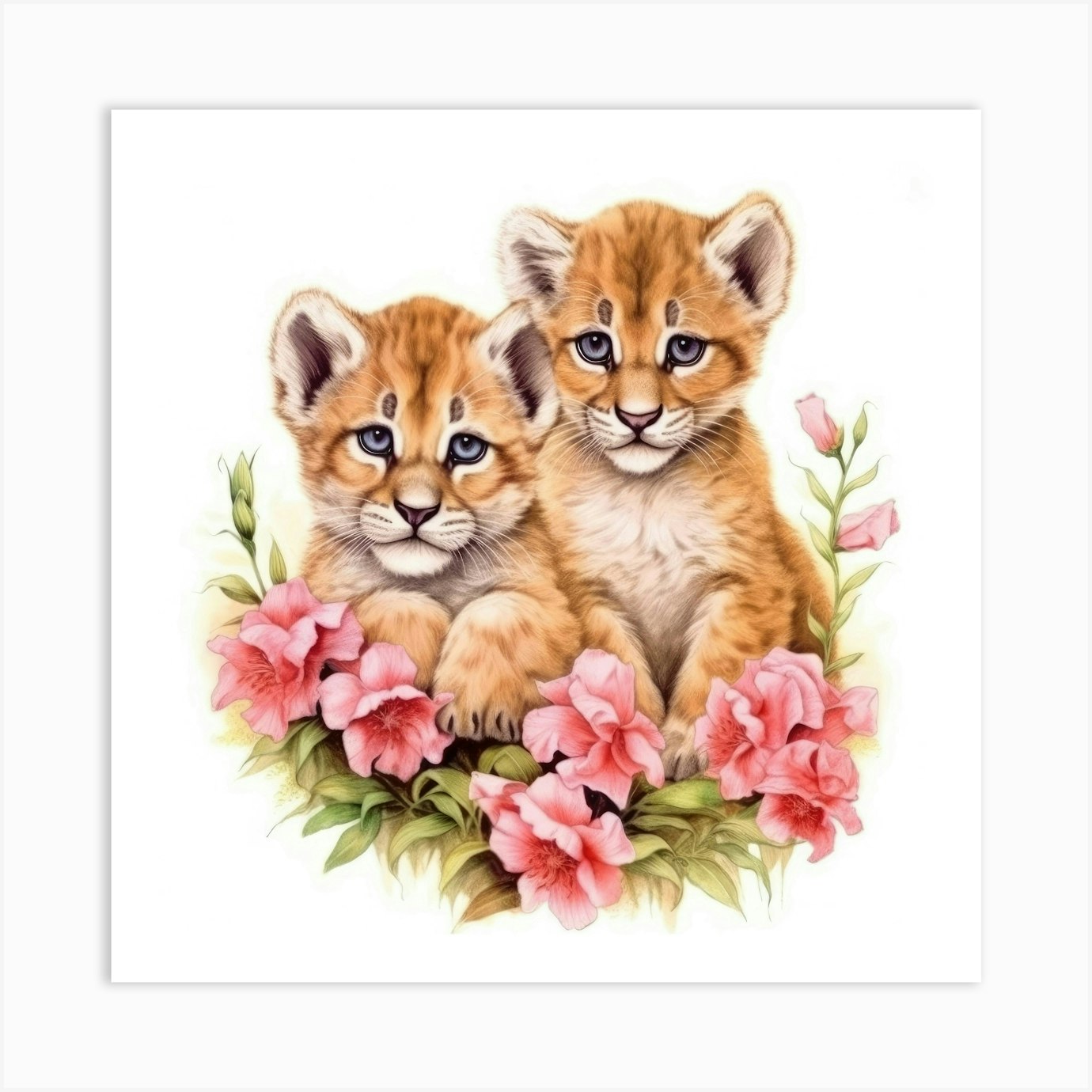 Lion Cubs 1 Art Print by Aloke Design