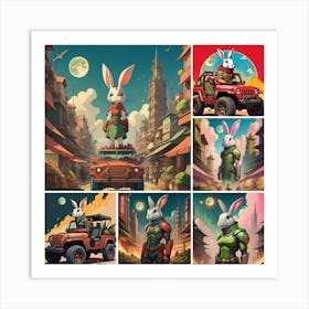 Rabbits In The City Art Print