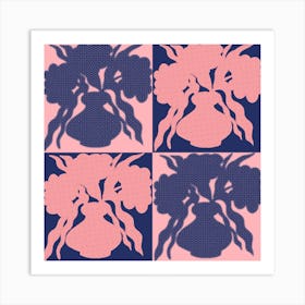Vase In Pink And Blue Square Art Print