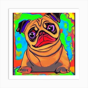 Colorful pug Art Print