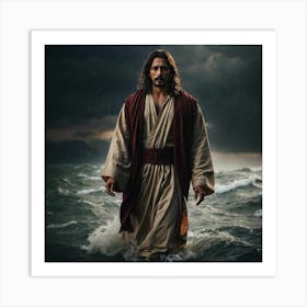 Jesus In The Water 1 Art Print