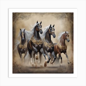 Four Horses Art Print