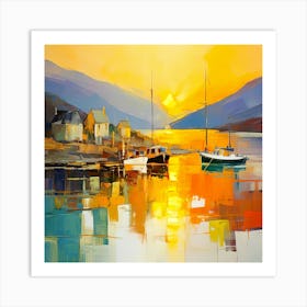 Sunset At The Harbour Art Print