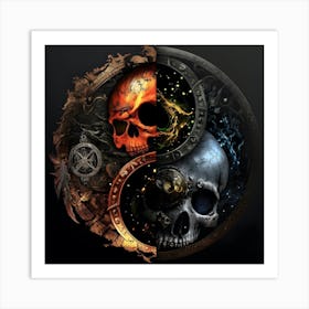 Yin Yang Skull Art Print