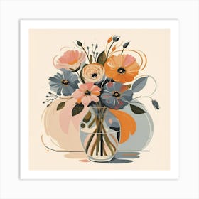 Bouquet of flowers inside a vase. Abstract artistic drawing 7 Art Print