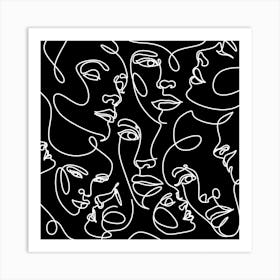 Black and White People Faces Art Print