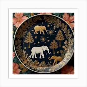 Elephants In The Forest 2 Art Print