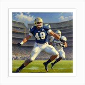 Precision Play Football Athlete in Protective Gear Art Print