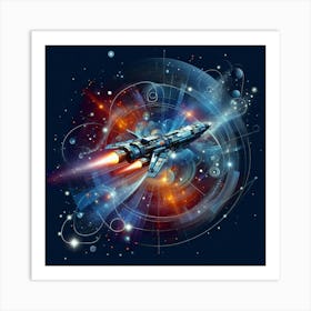 Spaceship In Space Art Print