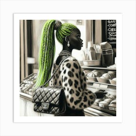 Girl With Green Hair 1 Art Print