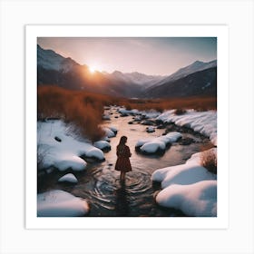 Girl In The Snow Art Print