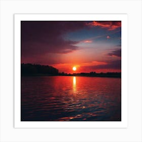 Sunset Over The Lake 16 Art Print