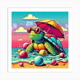 Turtle On The Beach Art Print