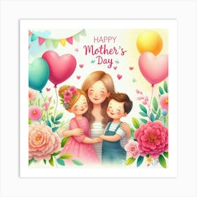 Mother's Day Gift Idea Mom Kids Art Print