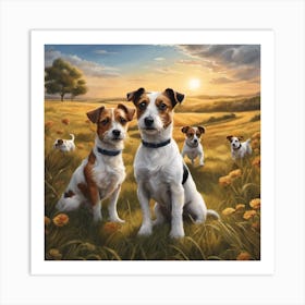 Jack Russell Terriers landscape Art Print