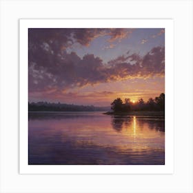 Sunset On The River 3 Art Print