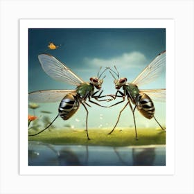 Flies In Flight Art Print