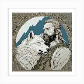 Wolf And The Man Art Print